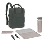 LÄSSIG Sac à langer Sac à dos avec matelas à langer, attache pour poussette, porte-bouteille Fabrication durable/GRE Vividal Backpack dark olive