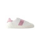 Versace Womens La Greca Sneakers - - Leather - White/Pink Leather (archived) - Size UK 3