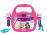 Lexibook MP300BBZ Barbie, My First Karaoke Digital Player with 2 Toy mics, Wireless, Record and Voice Changer Functions, Pink