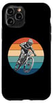 Coque pour iPhone 11 Pro Vélo tout-terrain VTT équitation vintage coucher de soleil action