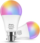 Wixann WiFi Smart Light Bulb B22 Bayonet 9W RGBCW Smart LED Bulb Compatible with Alexa and Google Home(No Hub Required), 80W Equivalent, 900 LM Dimmable Colour Changing Bulb[Energy Class A++] (2 Pack)