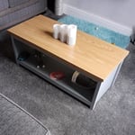 Grey Coffee Table With Storage Modern Rustic Style Living Room Furniture Side