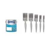Johnstone's 389464 - Bathroom Paint - Mid Sheen - Moisture Resisting - Low Odour - Pure Brilliant White - 2.5 L & Harris 101011006 Essentials Walls & Ceilings Paint Brush 5 Pack