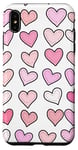 Coque pour iPhone XS Max Couverture transparente à motif de coeurs roses mignons pour