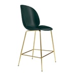 Gubi - Beetle Counter Chair Un-upholstered, Conic Base Brass, Green Shell - Green - Grön - Barstolar - Metall/Plast