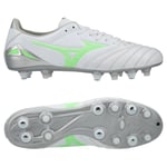 Mizuno Morelia Neo IV Pro SG Frontier - Vit/Neongrön/Grå - Soft Ground (SG), storlek 44½