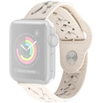 Apple Watch 9/8/7/6/5/4/3/2/1/SE - 45/44/42mm / Watch Ultra / Ultra 2 - V-Shape Ægte læder rem - Hvid