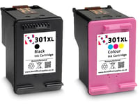 Refilled 301XL Black & Colour Ink Cartridge Combo fits HP Envy 5530 AIO