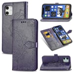 Kompatibel med Iphone 11- case Cover Emboss Mandala Magnetic Flip Protection Stötsäker - Violet null none
