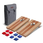 GoSports Ensemble de Jeu de Cornhole Sac à Dos de 61 x 300 cm, Comprend 2 Planches de Voyage en Bois de qualité supérieure et 8 Mini poufs à bâtons et toboggans, Multicolore