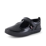 Kickers Infant Girl's Kariko T-Strap Leather School Shoes, Patent Black, 7 UK Child
