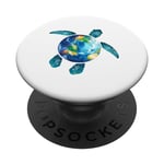 Save The Planet Turtle Recycle Ocean Environment Earth Day PopSockets PopGrip Interchangeable