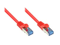 Kabelmeister® Câble patch Ethernet LAN catégorie 6A avec protection des nez d'encliquetage – S/FTP, PiMF, PVC, 500 MHz, sans halogène, compatible 10 Gigabits, rouge, 20 m