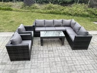 8 Seater Rattan Corner Sofa Lounge Sofa Set With Rectangular Coffee Table 2 Arm Chair Right Hand