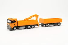 Herpa Iveco Maquette Camion Way ND Tracteur de remorque pour matériaux de Construction, échelle 1/87, Model Allemand, pièce de Collection, Figurine Plastique Miniature, 316217, Orange