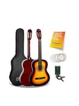 3Rd Avenue Full Size 4/4 Classical Guitar Beginner Bundle - 6 Months Free Lessons - Sunburst