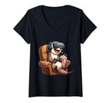 Womens Gamer Mongoose Headset Gaming Animal Video Game Player V-Neck T-Shirt