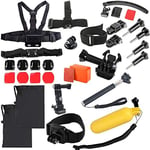 XIAODUAN-Accessory kit 30 in 1 Chest Strap + Extension Arm + Tripod Mount Adapter + Head Strap + Floating Handle Grip + Extendable Handle Monopod + Helmet Belt Strap Lock Mount + Flat & Curved Mounts