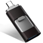 32Go 3 en 1 Clé USB Flash Drive Stockage Mémoire Expansion Clé USB Compatible pour iPhone, Android, Windows
