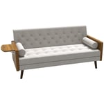3-Seater Sofa Bed Click-Clack Button-Tufted Settee Recliner Couch
