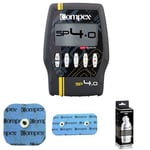 Compex SP 4.0, Pack avec 4 Electrodes EasySnap 5x5cm, 2 Electrodes Easysnap 5x10cm et 1 gel conducteur