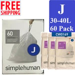 Simplehuman Size J Bin Liners code J Bin Bags Size 30-40 Litre  60 PACK Uk