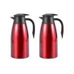 2X Red 304 Stainless Steel 2L Thermal Flask Vacuum Insulated Water Pot Coffee Te