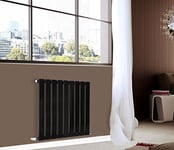 NRG Modern Horizontal Flat Panel radiators | Black 600 x 612 mm Single Column Designer Bathroom Radiator Heater