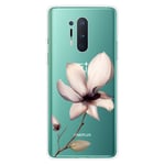 OnePlus 8 Pro Fleksibelt Plast Deksel m. Trykk - Gjennomsiktig / Lotus Blomst