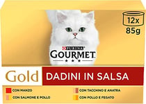 Purina Gourmet Gold Dadini in Salsa Nourriture pour Chats avec légumes, avec Canard, Touche, Lapin Vitel, 96 Latex de 85 g