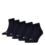 Puma Unisex Quarter Plain Socks (5 Pack), Black, 6-8 UK