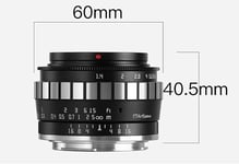 Ttartisan 1.4/23mm Black/Chrome F. Canon EOS M Aps-c (1714840497)