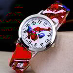 Barn Spiderman Quartz Klocka Barn Pojkar Cartoon Spider-man Armbandsur i syntetiskt läder Present - Red