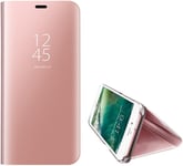 Iphone 8 Plus De Cas, 7 Couverture Miroir Téléphone Pu Cuir Flip Pochette De Protection D'origine Pour Rose Gold Plus