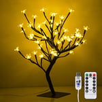 45cm/17.7 in LED Cherry Blossom Tree Lamp, Midore Bonsai Style with 46 LEDs Dimmable Timing Warm White Fairy Lights, 8 Lighting Modes, Christmas Decoration Xmas Tree Lights