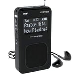 AZATOM Pro Sports S2 DAB Digital Portable FM Radio DAB DAB+ & FM - Built-in Rechargable Battery (Upto 20 Hours Playtime) - Compact - Built-in Speaker - Earphones included (S2 Black)