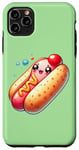 iPhone 11 Pro Max Cute Kawaii Hot Dog with Smiling Face and Bubbles Case