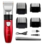 Hair clipper EC-712 Men's Electric Hair Trimmer USB Rechargeable Hair Clipper Hair Cutter for Men Adult Razor (Color : Red)