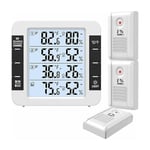 Riceel - Thermomètre Intérieur Extérieur, Thermomètre Connecté avec 3 Capteurs Sans Fil, Surveiller Humidité et Température (℃/℉), Enregistrer max &