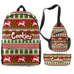 YANGPP Cookie 3D Digital Color Printing Backpack Set Sac À Dos Messenger Bag Pen Case-39 Styles, Taille Unique