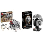 LEGO 75337 Star Wars AT-TE Walker Poseable Toy, Revenge of the Sith Set, Gift for Kids, Boys & Girls & 75328 Star Wars The Mandalorian Helmet Buildable Model Kit, Display Collectible Decoration Set
