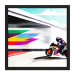 Moto GP Isle Of Man TT Superbike Motorbike Motorcycle Vibrant Modern Abstract Watercolour Painting Square Framed Wall Art Print Picture 16X16 Inch