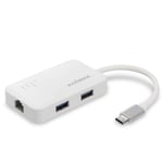 USB-C till 3-portars USB 3.0 Gigabit Ethernet Hub