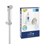 GROHE Vitalio Trigger Spray 30 & QuickGlue S1 - Wall Holder Set with Bidet Trigger Control Hand Shower (Hand Shower 36mm, TwistFree Hose 1.25 m, Wall Holder, High Pressure), Chrome, 26175001