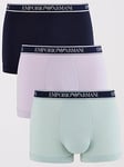 Emporio Armani Bodywear Core Logoband 3 Pack Trunks - Multi, Assorted, Size L, Men