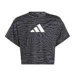 adidas Girl's AEROREADY Print T-Shirt (Short Sleeve), Carbon/Black/Grey Four, 13-14 Years