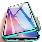 Orgstyle Case for OPPO Find X2 Pro [NO for Vegan Leather Find X2 Pro 5G], Magnetic Adsorption Cover Front and Back Tempered Glass Metal Bumper Full Body Protection Anti Scratch Case, Green