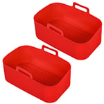 Basket for GEEPAS Vortex 9L Dual Air Fryer Drawer Liner Silicone Pot Red x 2