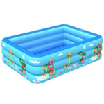 H.aetn Large 3-tier Inflatable Pool,Family Blow Up Pool For Kids Adults,Paddling Pools Swimming Pool With Pump,Outdoor Garden Kiddie Pools Blue 150x110x50cm