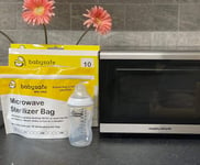 BabySafe Microwave Bottle Steriliser Bags, Pack of 10 Reusable Bags, 20 Uses per Bag